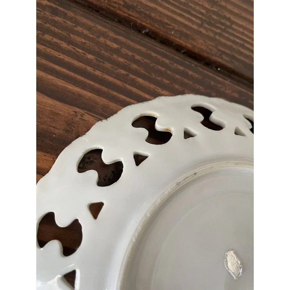 Vintage Reticulated Hand Painted Fruit Plate, 6”